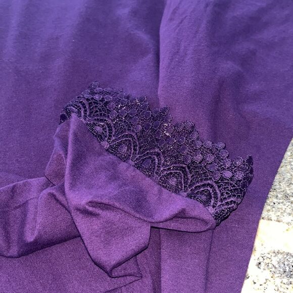 Gold Coast Always in Style Purple Lace Hem Henley Cotton Blouse Women's XXL - Picture 13 of 13